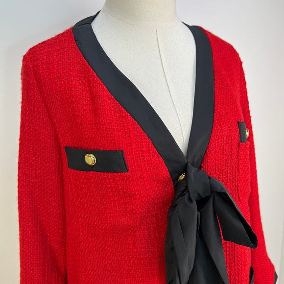 Tuckernuck Pomander Place Red Coco Tweed Bow Dress - Picture 4 of 11